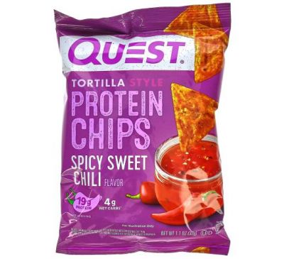 Quest Nutrition, Tortilla Style Protein Chips, Spicy Sweet Chili, 8 Bags, 1.1 oz (32 g) Each
