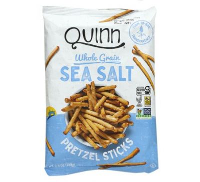 Quinn Popcorn, Крендель, цельнозерновые, морская соль, 159 г (5,6 унции)