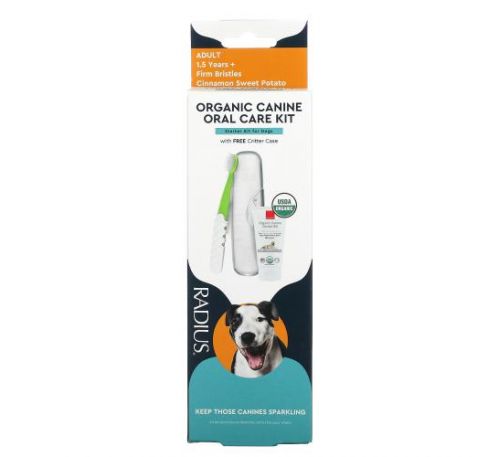 RADIUS, Organic Canine Oral Care Kit, Adult 1.5 Years+, Cinnamon Sweet Potato, 1 Kit