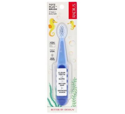 RADIUS, Totz Plus Brush, 3 Years +, Extra Soft, Blue, 1 Toothbrush