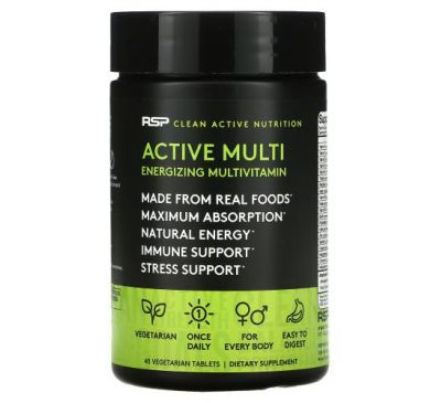RSP Nutrition, Active Multi, бодрящие мультивитамины, 45 вегетарианских таблеток