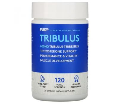 RSP Nutrition, Tribulus Terrestris, Testosterone Support, 800 mg, 120 Capsules