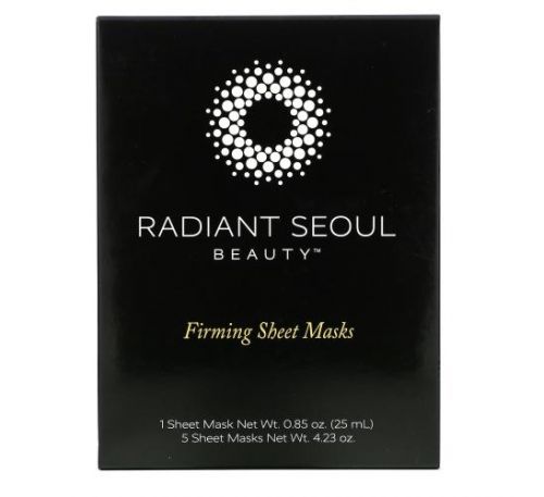 Radiant Seoul, Beauty, тканинна маска для пружності шкіри, 5 штук по 25 мл (0,85 унції)
