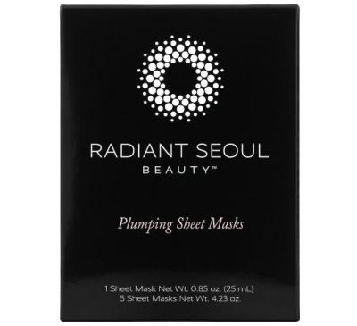 Radiant Seoul, тканинна маска для розгладження зморщок, 5 штук по 25 мл (0,85 унції) кожна