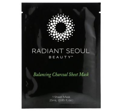 Radiant Seoul, тканевая маска с древесным углем для восстановления баланса, 1 шт., 25 мл (0,85 унции)