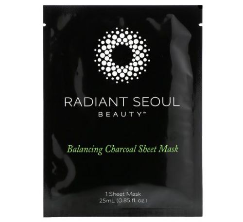 Radiant Seoul, тканинна маска з деревним вугіллям для відновлення балансу шкіри, 1 шт., 25 мл (0,85 унції)
