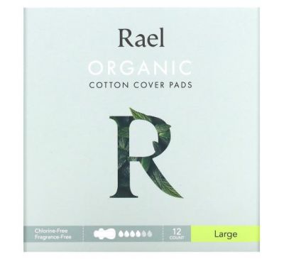 Rael, Organic Cotton Cover Pads, Large, 12 Count