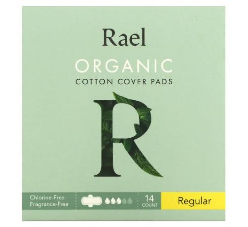 Rael, Organic Cotton Cover Pads, Regular, 14 Count