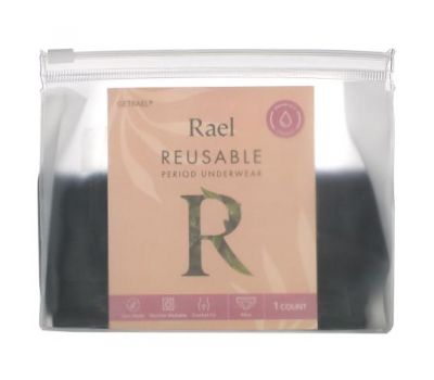 Rael, Reusable Period Underwear, Bikini, Extra Large, Black, 1 Count