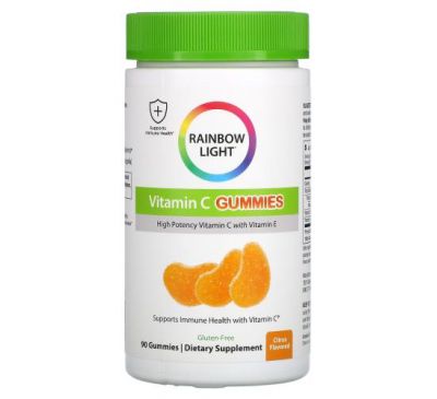 Rainbow Light, Gummy Vitamin C Slices, зі смаком мандарину й апельсину, 90 жувальних таблеток