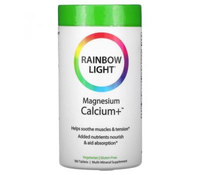 Rainbow Light, Magnesium Calcium+, 180 Tablets