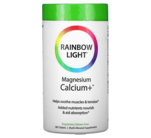 Rainbow Light, Magnesium Calcium+, 180 Tablets