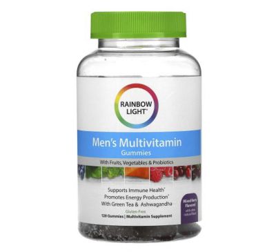 Rainbow Light, Men's Multivitamin Gummies with Fruits, Vegetables & Probiotics, Mixed Berry, 120 Gummies
