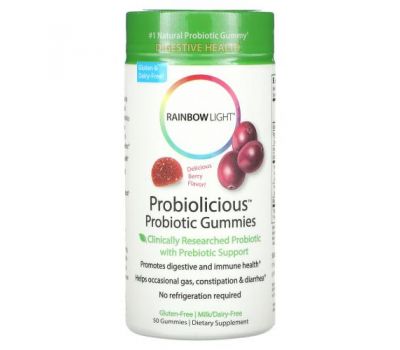 Rainbow Light, Probiolicious пробиотические жевательные конфеты с ягодным вкусом, 50 мармеладок