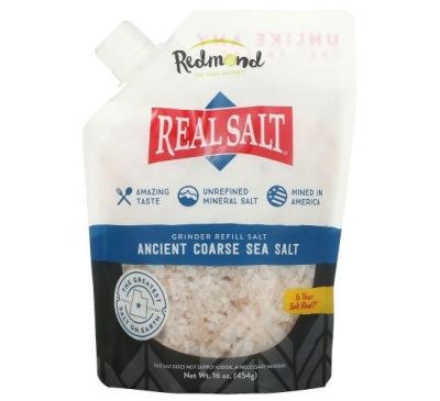 Redmond Trading Company, Real Salt, древняя грубая морская соль, соль для измельчения, 454 г (16 унций)