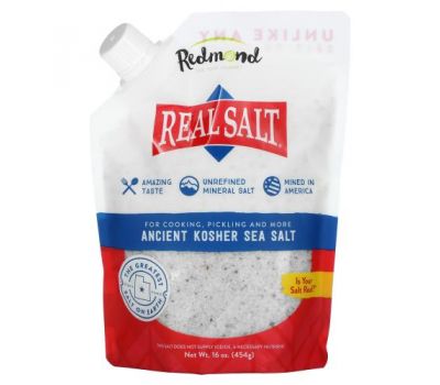 Redmond Trading Company, Real Salt, древняя кошерная морская соль, 454 г (16 унций)