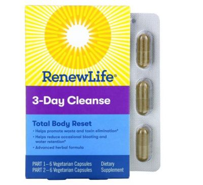 Renew Life, 3-Day Cleanse, Total Body Reset, 12 Vegetarian Capsules