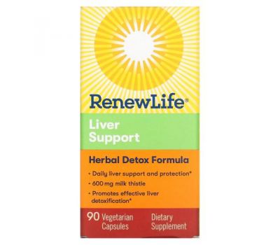 Renew Life, Liver Support, Herbal Detox Formula, 90 Vegetarian Capsules