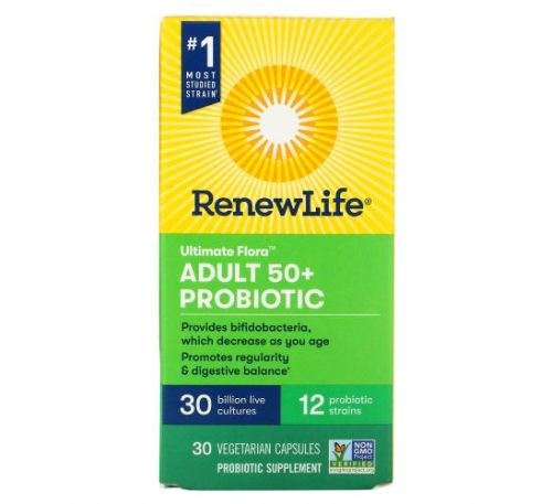 Renew Life, Ultimate Flora,  Adult 50+ Probiotic, 30 Billion Live Cultures, 30 Vegetarian Capsules