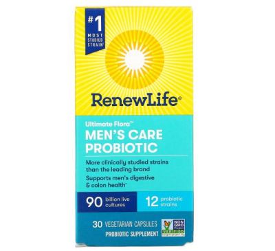 Renew Life, Ultimate Flora, Men's Care Probiotic, 90 Billion Live Cultures, 30 Vegetarian Capsules