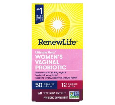 Renew Life, Ultimate Flora Women's Vaginal Probiotic, 50 Billion CFU, 60 Vegetarian Capsules