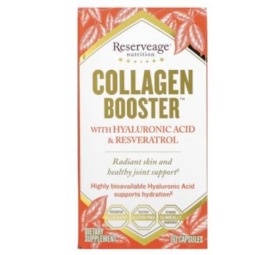 ReserveAge Nutrition, Collagen Booster with Hyaluronic Acid & Resveratrol, 60 Capsules