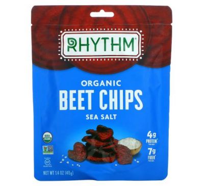 Rhythm Superfoods, Органические свекольные чипсы, морская соль, 40 г (1,4 унции)