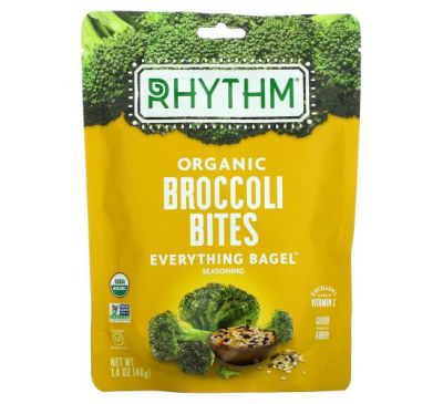 Rhythm Superfoods, Органические укусы брокколи, бублики для всего, 40 г (1,4 унции)