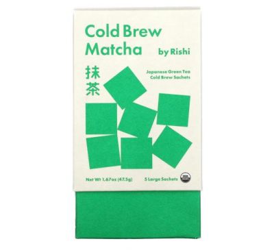 Rishi Tea, Cold Brew Matcha, Japanese Green Tea, 5 Large Sachets, 1.67 oz (47.5 g)