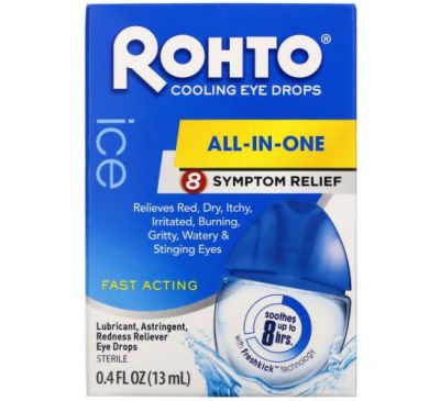 Rohto, Cooling Eye Drops, Ice, All-In-One, 0.4 fl oz (13 ml)