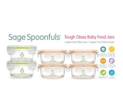 Sage Spoonfuls, Комбинированный пакет из прочного стекла, 6 шт.