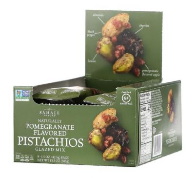 Sahale Snacks, Glazed Mix, Naturally Pomegranate Flavored Pistachios, 9 Packs, 1.5 oz (42.5 g) Each