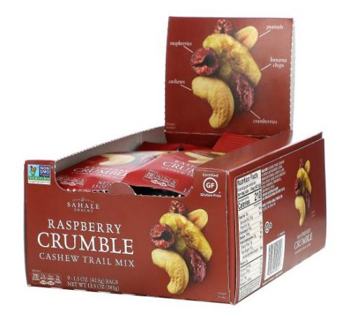 Sahale Snacks, Raspberry Crumble Cashew Mix, 9 Packs, 1.5 oz (42.5 g) Each
