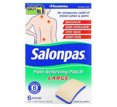 Salonpas, Pain Relieving Patch, Large, 6 Patches