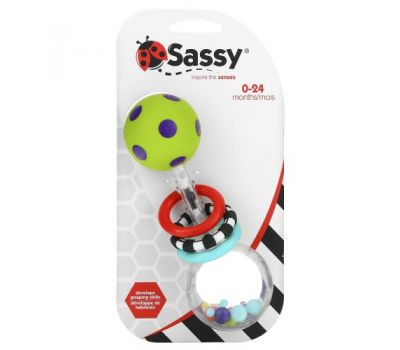 Sassy, Inspire The Senses, погремушка для блеска отжима, для детей 0–24 месяцев, 1 штука