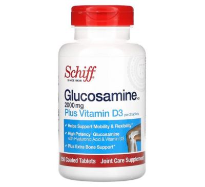 Schiff, Глюкозамин с витамином D3, 1000 мг, 150 таблеток в оболочке
