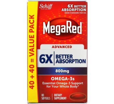 Schiff, MegaRed, улучшенный, 800 мг, 80 мягких таблеток