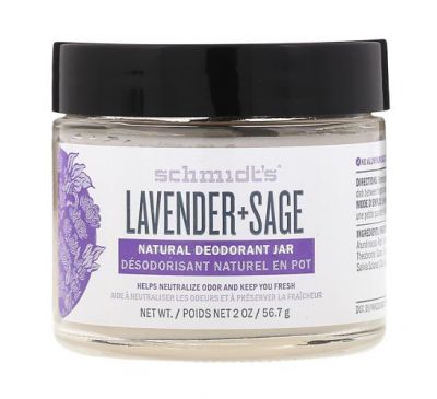 Schmidt's, Natural Deodorant Jar, Lavender + Sage, 2 oz (56.7 g)