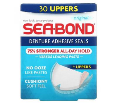 SeaBond, Denture Adhesive Seals, Original, 30 Uppers