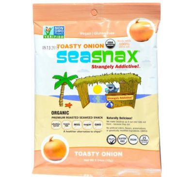 SeaSnax, Toasty Onion, Roasted Seaweed Snack, 5 sheets - .54 oz (15 g)