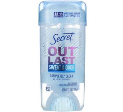 Secret, Outlast, прозорий дезодорант-гель «Абсолютна чистота», без аромату, діє 48 годин, 73 г (2,6 унції)