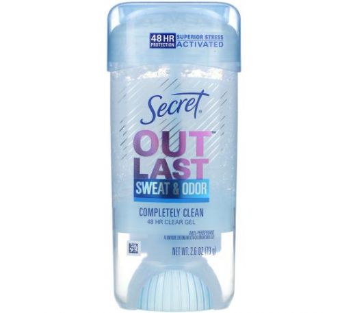 Secret, Outlast, прозорий дезодорант-гель «Абсолютна чистота», без аромату, діє 48 годин, 73 г (2,6 унції)