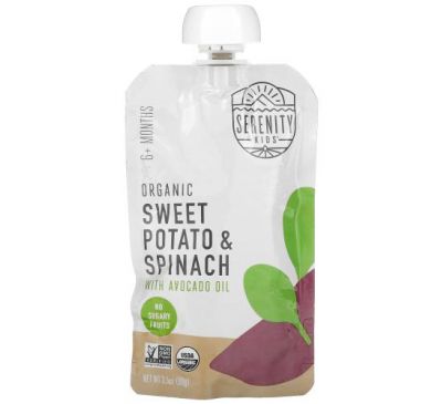 Serenity Kids, Organic Sweet Potato & Spinach with Avocado Oil, 6+ Months, 3.5 oz (99 g)