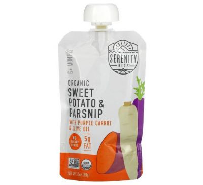 Serenity Kids, Organic Sweet Potato and Parsnips with Purple Carrot & Olive Oil, 6+ Months, 3.5 oz (99 g)