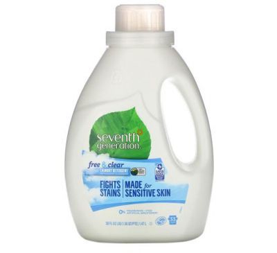 Seventh Generation, Laundry Detergent, Free & Clear, 50 fl oz (1.47 l)