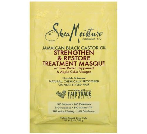 SheaMoisture, ямайська чорна касторова олія, маска для зміцнення та відновлення, 57 мл (2 унції)