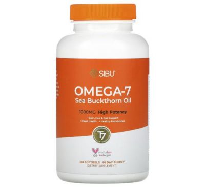 Sibu Beauty, Omega-7, Sea Buckthorn Oil, 1000 mg, 180 Softgels