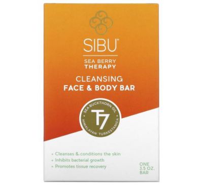 Sibu Beauty, Sea Berry Therapy, Cleansing Face and Body Bar, Sea Buckthorn Oil, T7, 3.5 oz