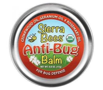Sierra Bees, бальзам проти комах, з кедровою, гераневою та розмариновою оліями, 17 г (0,6 унції)