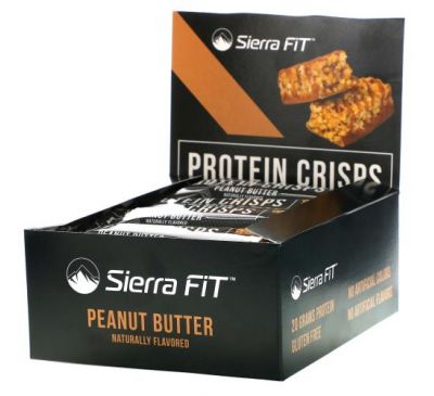 Sierra Fit, хрусткі протеїнові батончики, арахісова паста, 12 шт., по 56 г (1,98 унції)